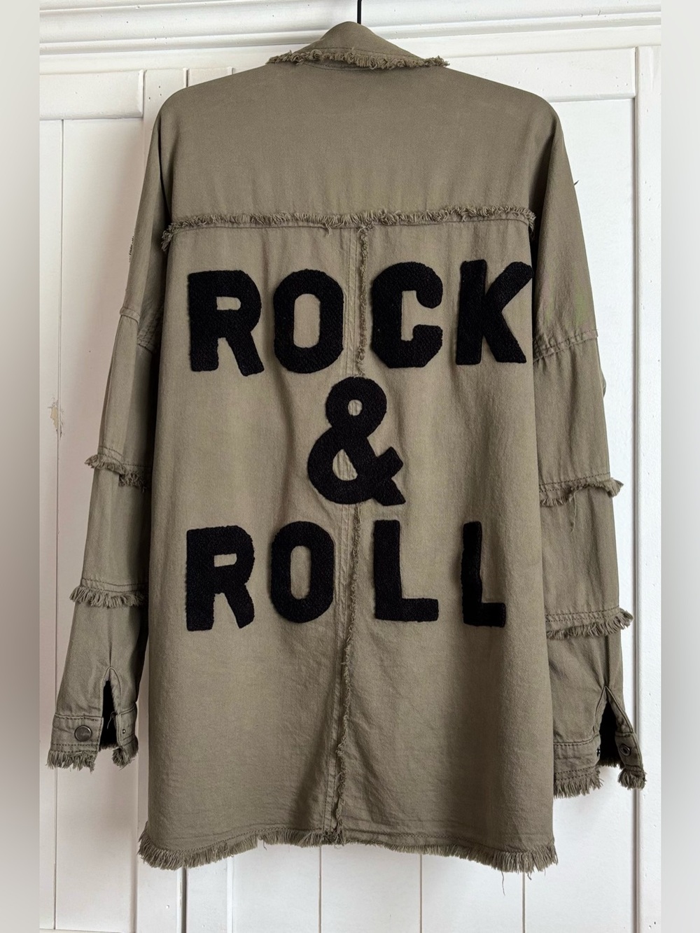 Elan Devan Rock & Roll Oversized Distressed Military Shacket Jacket S - Picture 4 of 10